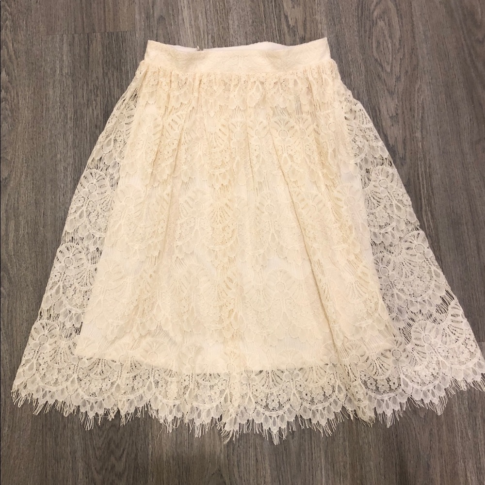 Cream Lace A Line Skirt
